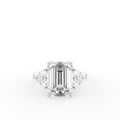 vimg:FJ2120|vimg:FJ2571|18K White Gold Trilogy Emerald Diamond Ring — TOP