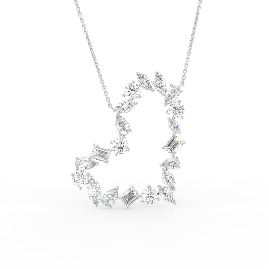 vimg:FJ4806|vimg:FJ4807|14K White Gold Heart Marquise Diamond Pendant — FRONT