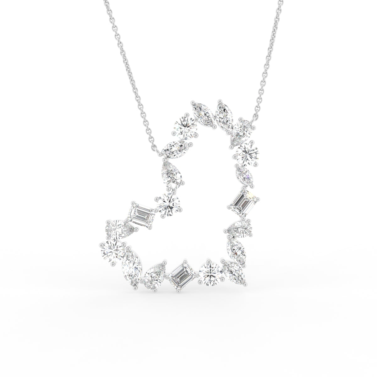 vimg:FJ4806|vimg:FJ4807|14K White Gold Heart Marquise Diamond Pendant — FRONT