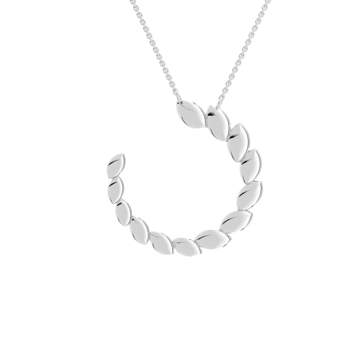 18K Crescent Round Diamond Pendant — BACK