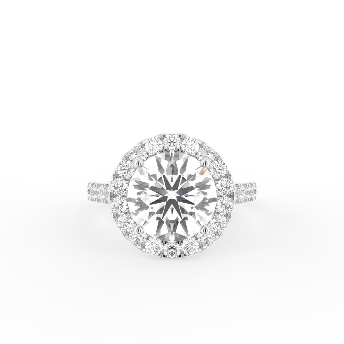 18K Halo Round Solitaire Diamond Ring — TOP