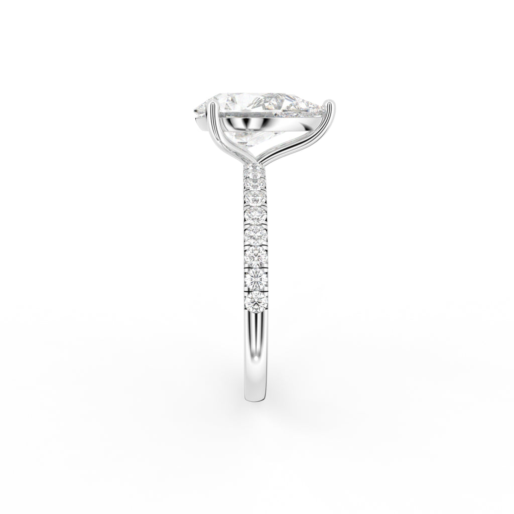 18K Solitaire Pear Diamond Engagement Ring — SIDE