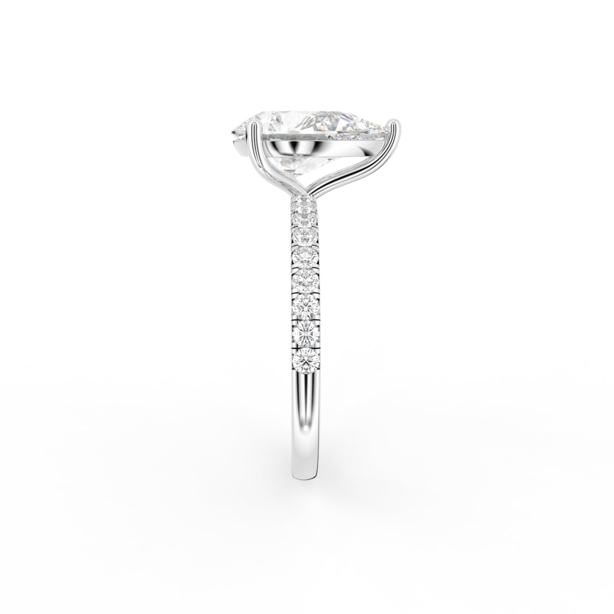 18K Solitaire Pear Diamond Engagement Ring — SIDE