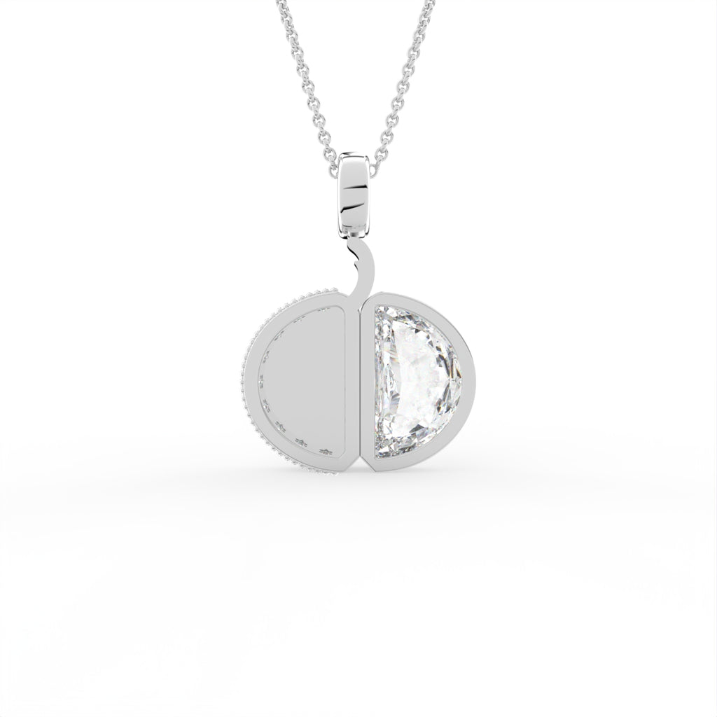 18K Solitaire Pave Diamond Pendant — BACK