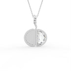 18K Solitaire Pave Diamond Pendant — BACK