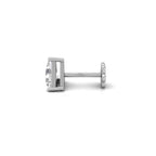 14K White Gold Triangle Cut Diamond Piercing Earrings — SIDE VIEW
