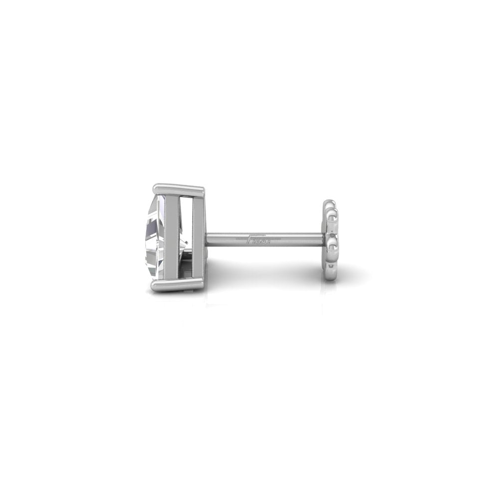 14K White Gold Triangle Cut Diamond Piercing Earrings — SIDE VIEW