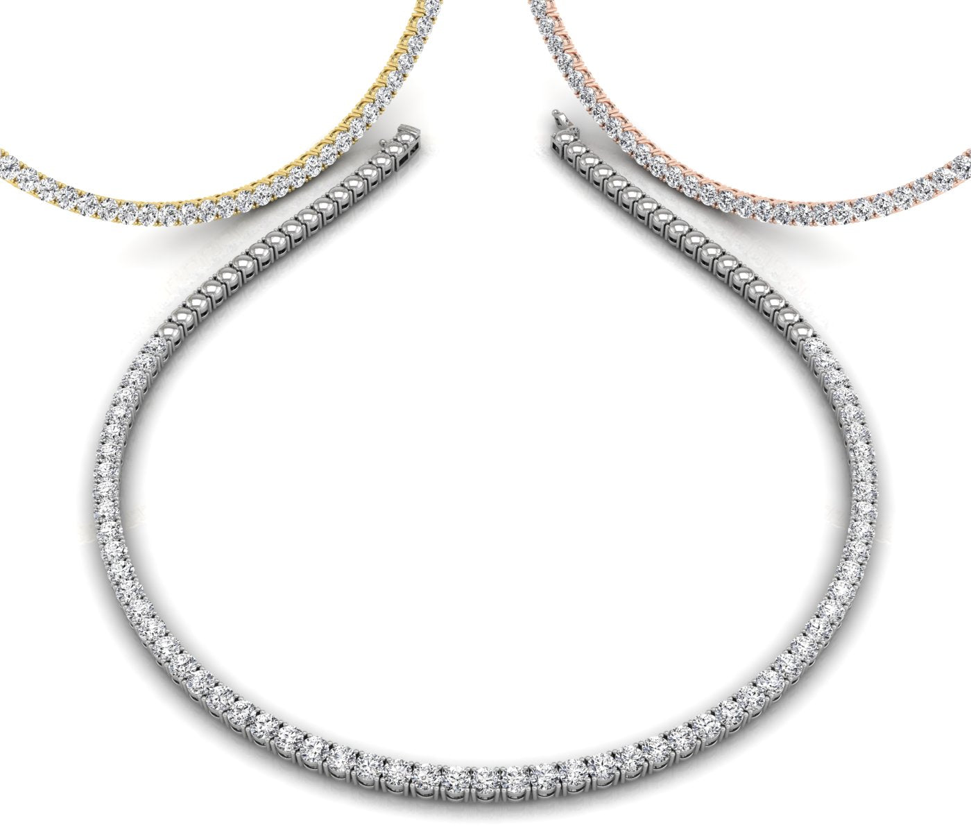 18K Tennis Diamond Necklace — 3 COLOR