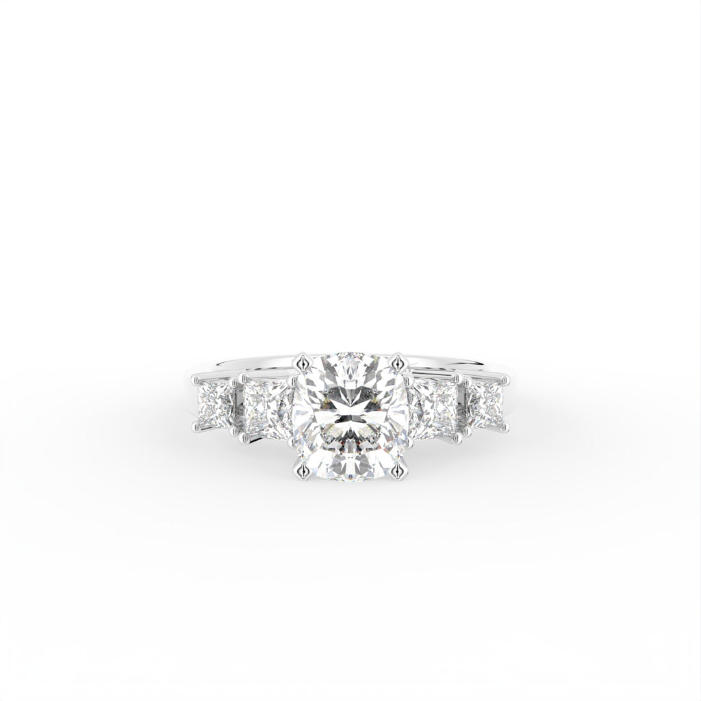 18K Bespoke Cushion Diamond Ring — TOP