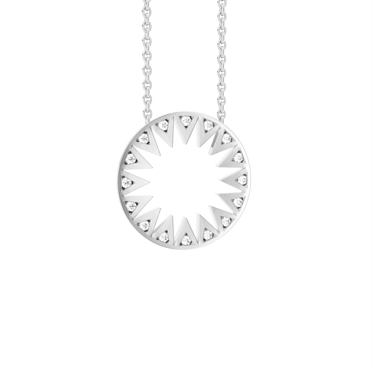 18K Yellow Gold Bespoke Round Diamond Pendant — 3D VIEW