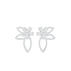 18K Floral Round Diamond Earrings — BACK