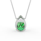 18K Yellow Gold Solitaire Pear Emerald Pendant — BACK