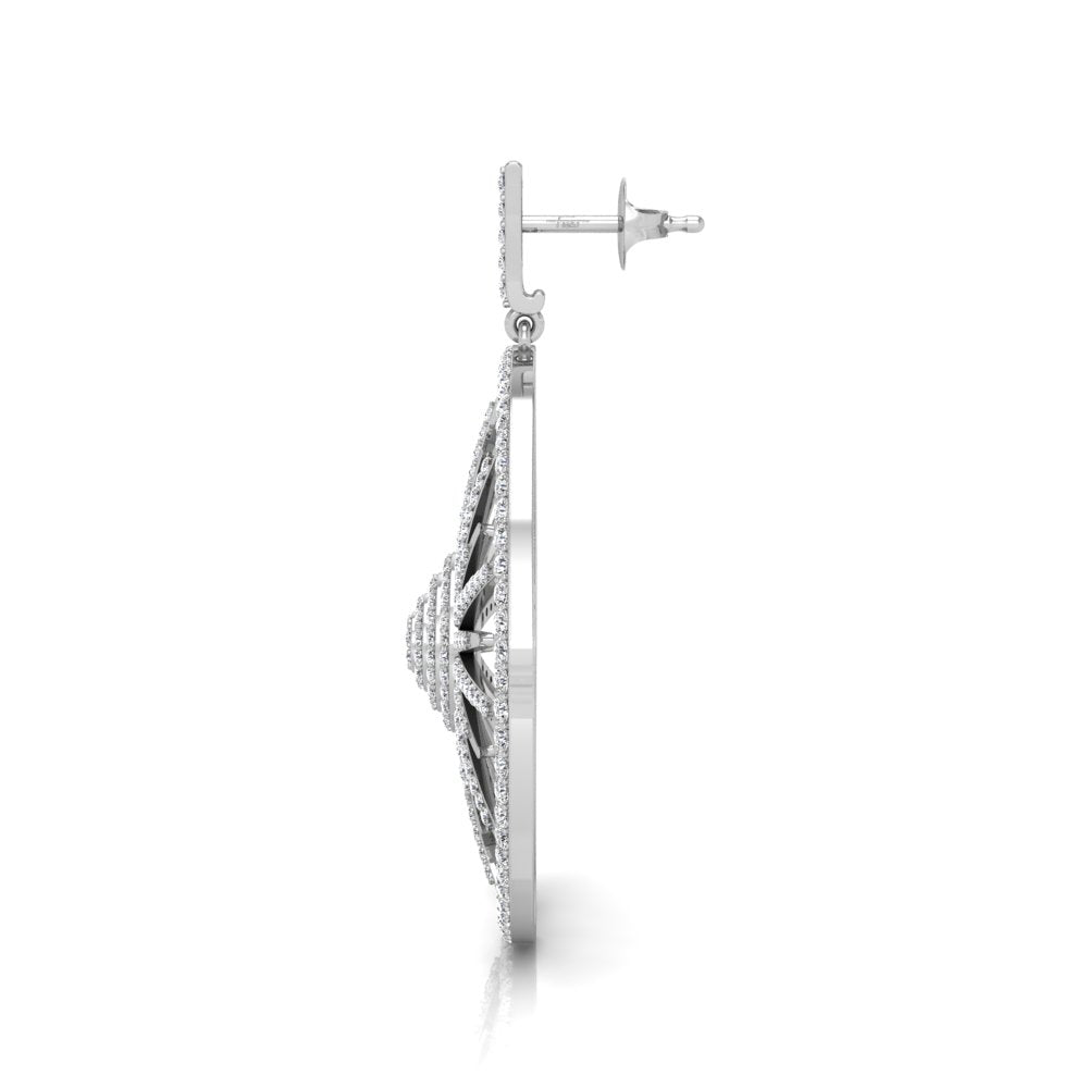 18K Open Circle Diamond Earrings — SIDE VIEW