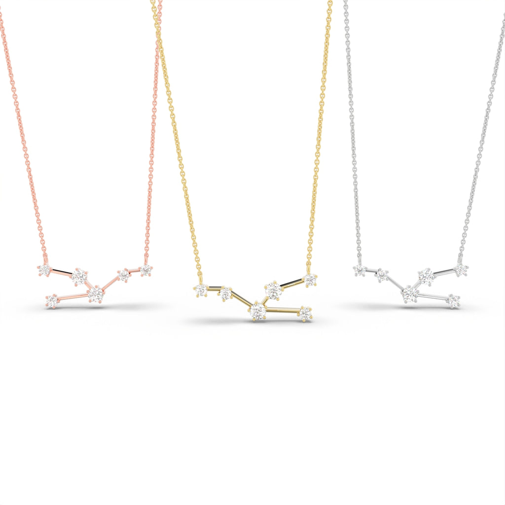 18K Yellow Gold Constellation Round Diamond Pendant — 3 COLOR