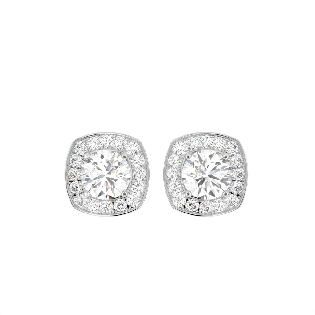 18K Halo Lab Grown Diamond Earrings — TOP