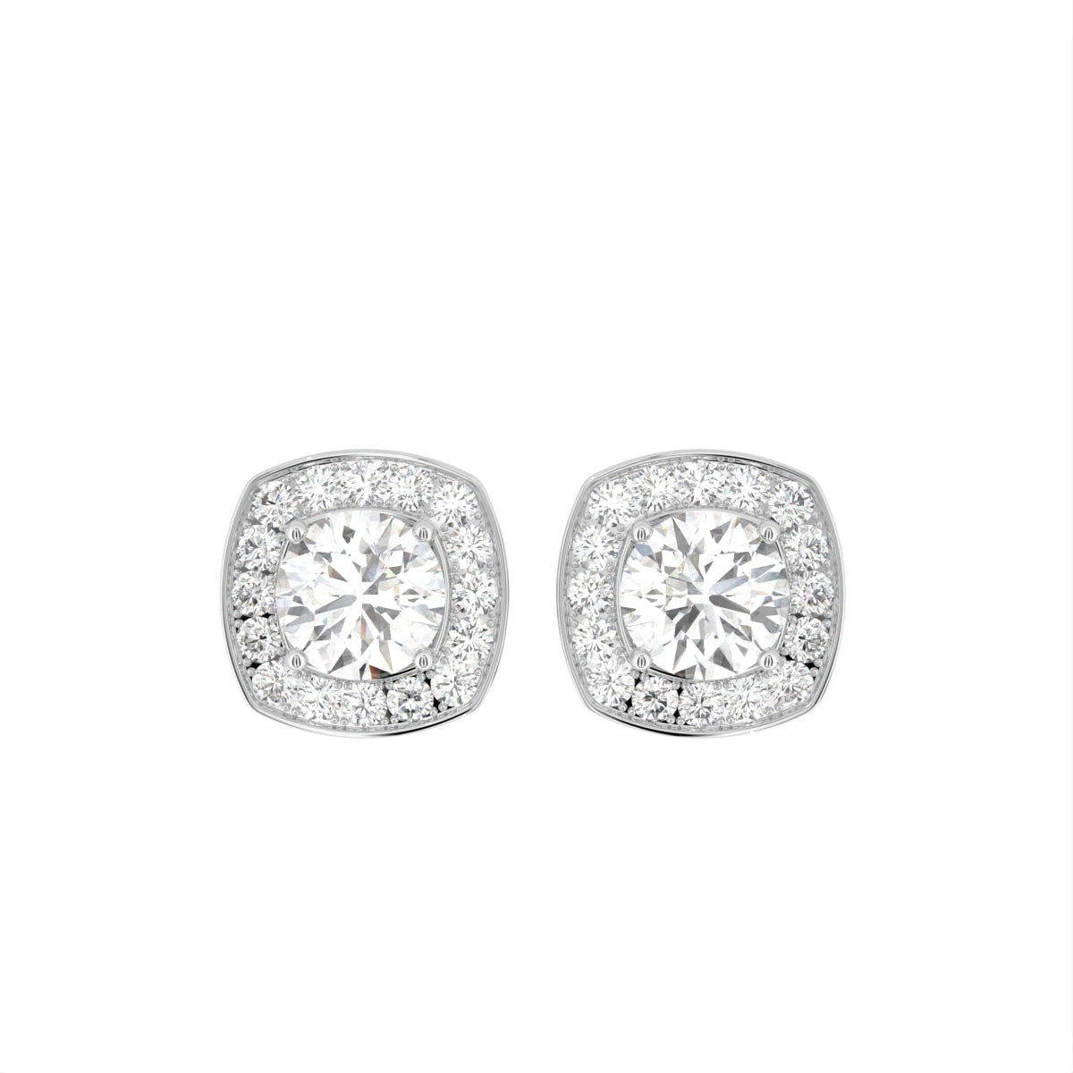 18K Halo Lab Grown Diamond Earrings — TOP