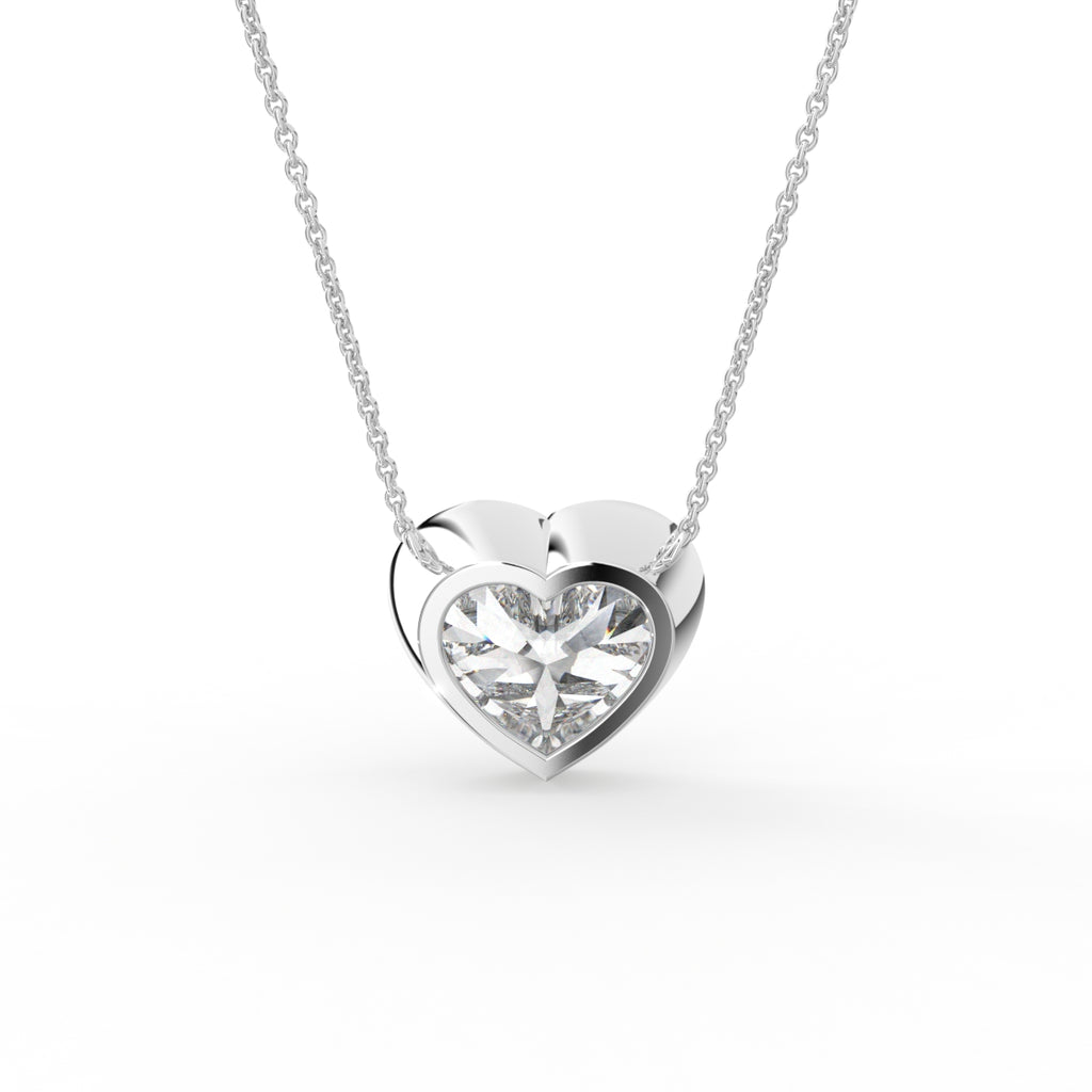 18K Heart Solitaire Diamond Pendant — BACK