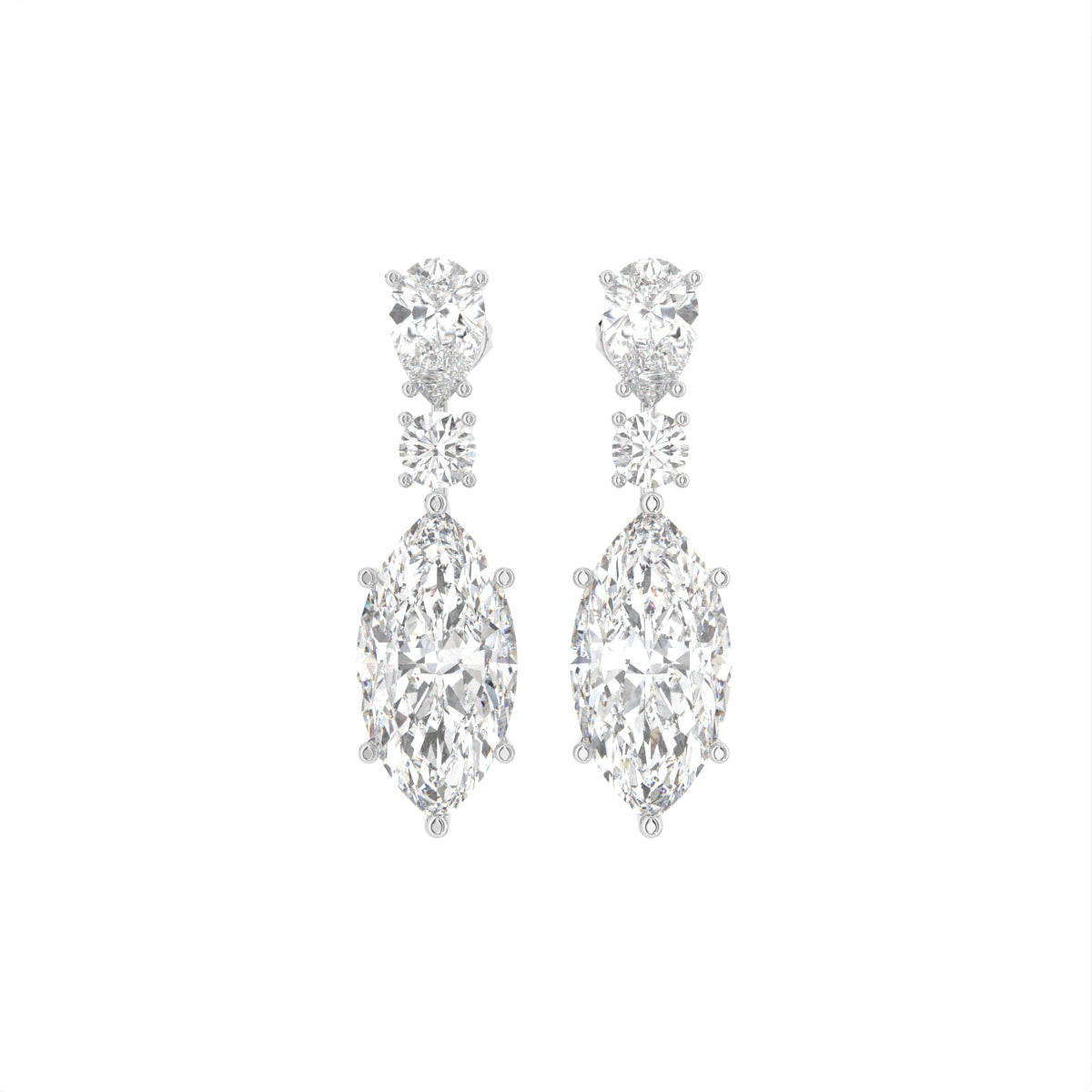 18K Three-Tier Diamond Drop Earrings — TOP