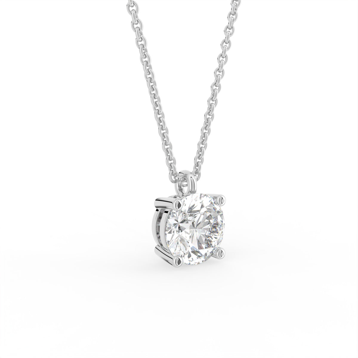 18K Solitaire Diamond Pendant — 3D VIEW