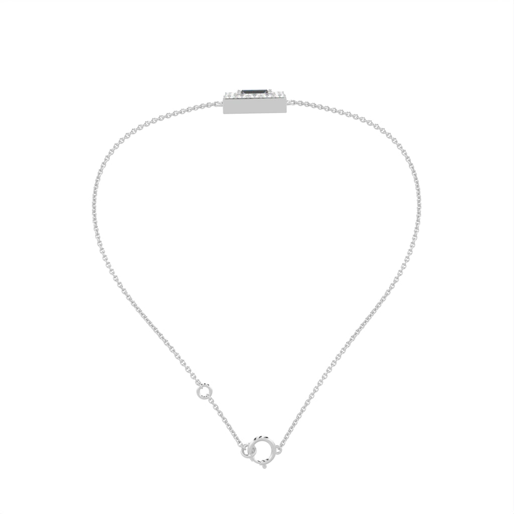 18K Gold Emerald Cut Halo Diamond Bracelet — FRONT