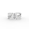 18K Shoulder Set Round Diamond Ring — TOP