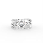 18K Shoulder Set Round Diamond Ring — TOP