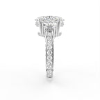 18K Shoulder Set Oval Diamond Ring — SIDE