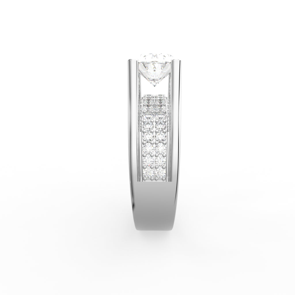 18K Solitaire Oval Diamond Ring — SIDE