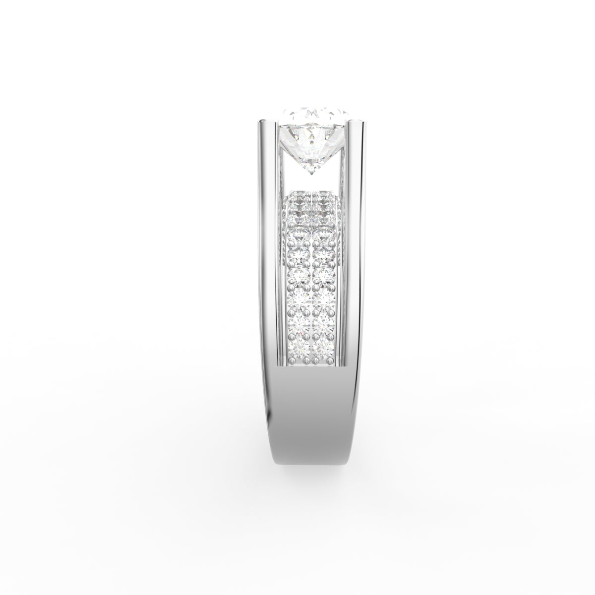 18K Solitaire Oval Diamond Ring — SIDE