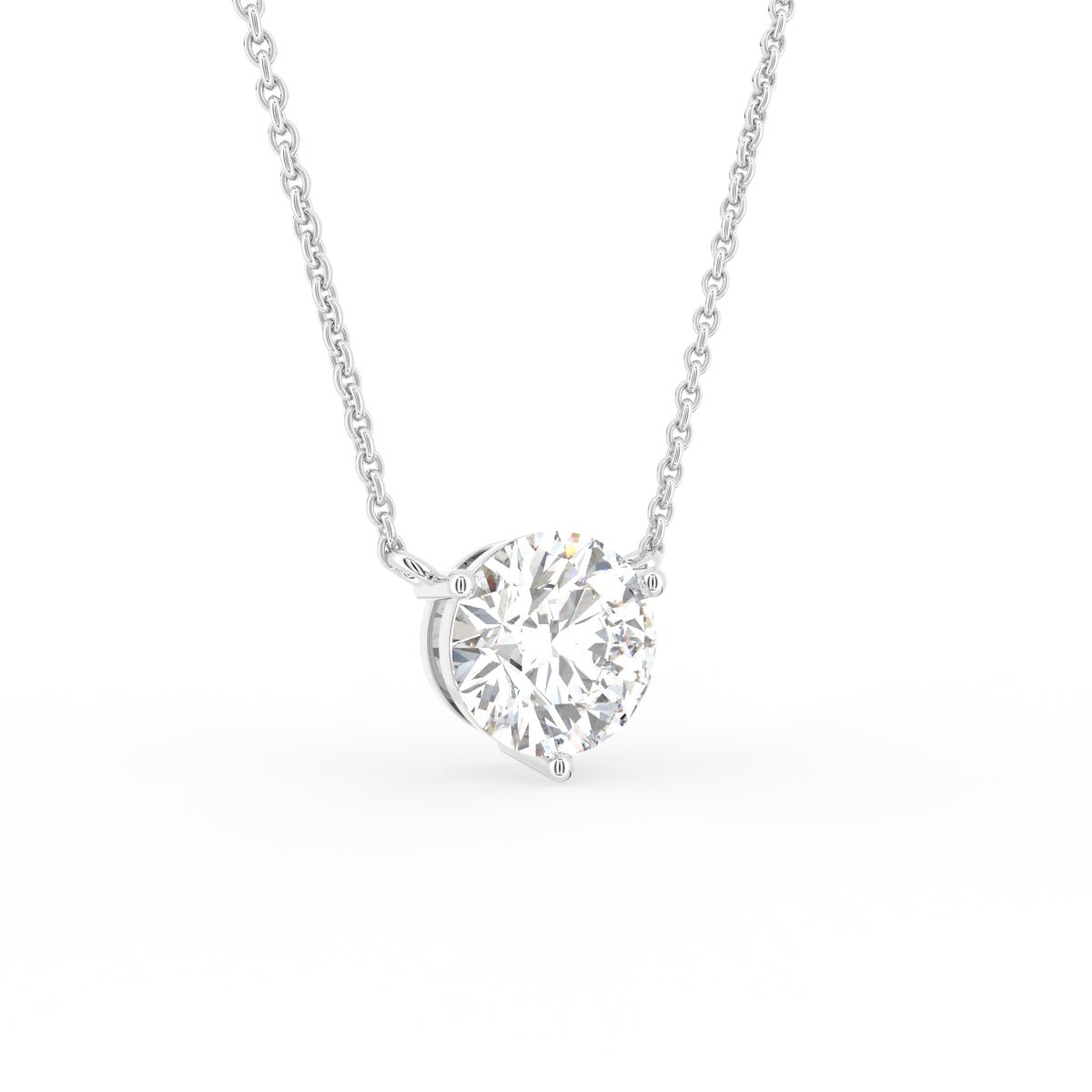vimg:FJ6933|vimg:FJ6934|18K Yellow Gold Solitaire Round Diamond Pendant — 3D VIEW