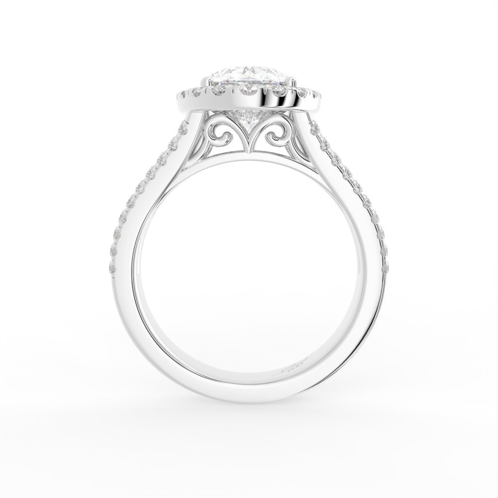 18K Halo Oval Diamond Engagement Ring — FRONT
