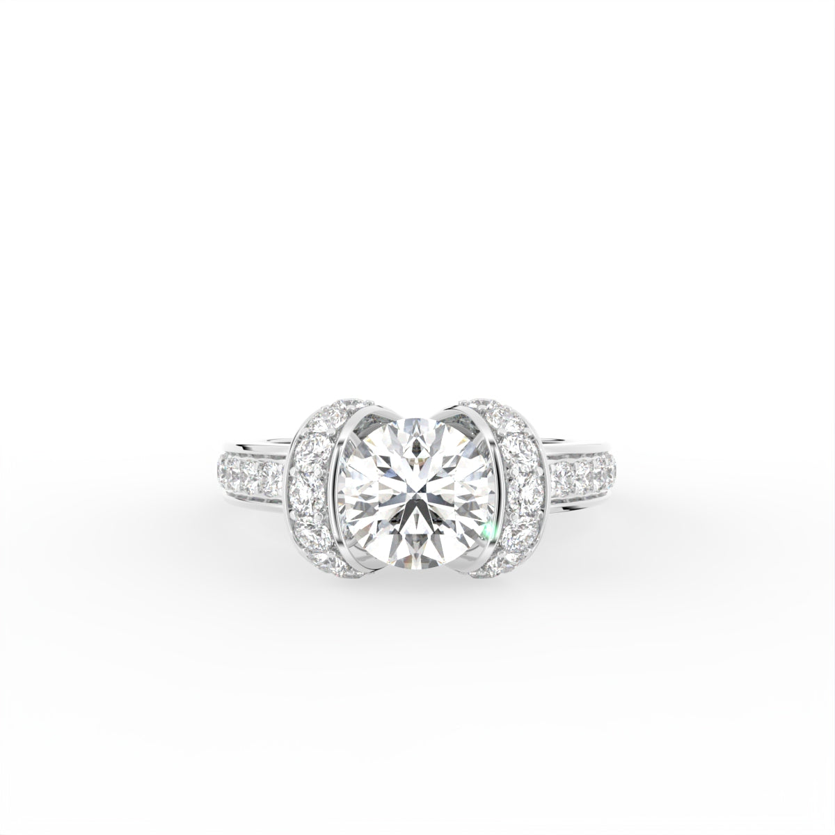 18K Bespoke Round Diamond Solitaire Ring — TOP