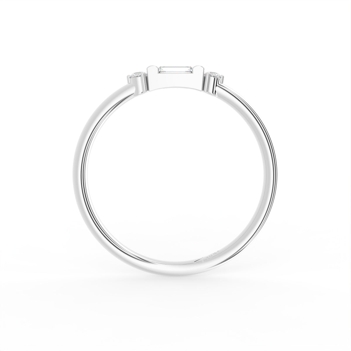 18K Rose Gold Baguette Diamond Promise Ring — FRONT