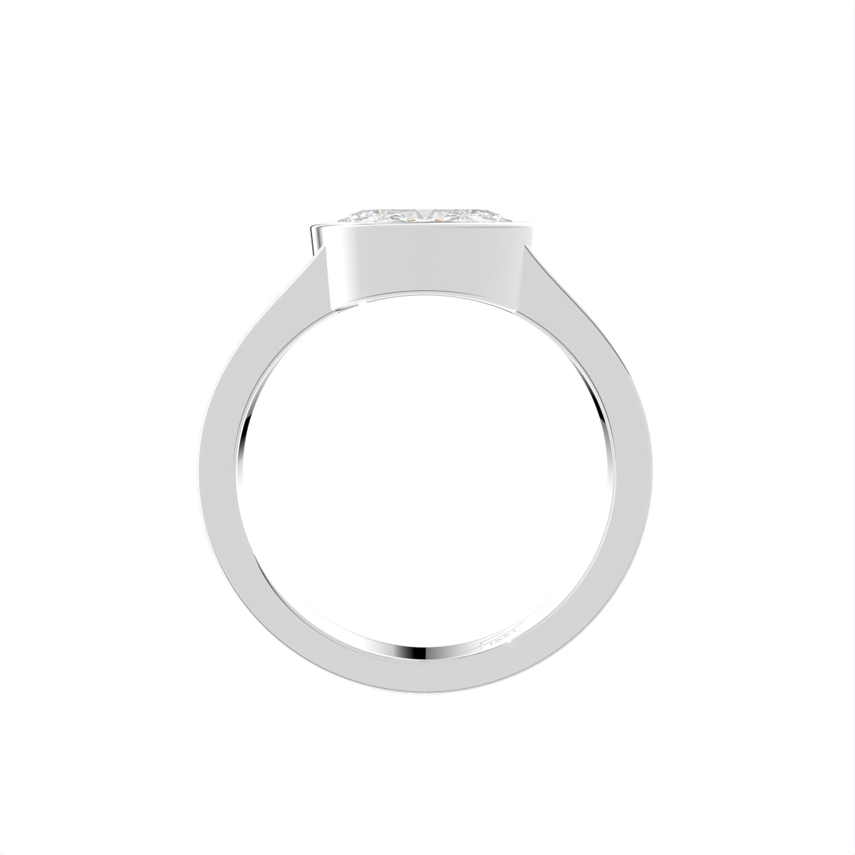 18K Bespoke Oval Bezel Diamond Ring — FRONT