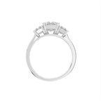 18K White Gold Trilogy Emerald Diamond Engagement Ring — FRONT