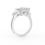 18K Trilogy Emerald Cut Diamond Ring — 3D VIEW