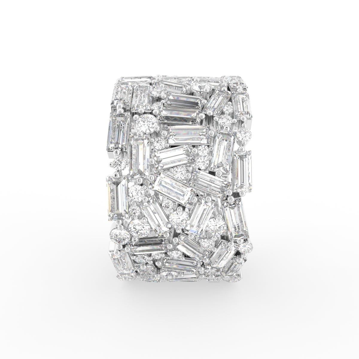 18K White Gold Baguette Diamond Ring — SIDE
