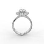 18K White Gold Halo Round Diamond Ring — FRONT