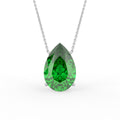 18K Yellow Gold Solitaire Pear Emerald Pendant — FRONT