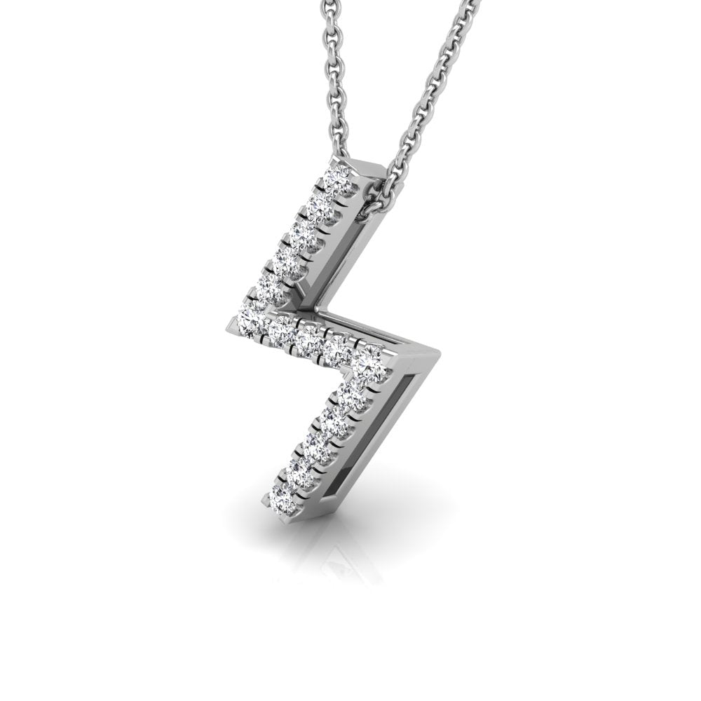 18K White Gold Sowilo Viking Round Diamond Pendant — 3D VIEW