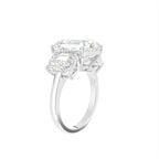 18K Trilogy Emerald-Cut Diamond Ring — 3D VIEW