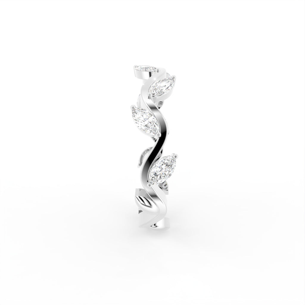 18K White Gold Marquise Diamond Band Ring — SIDE