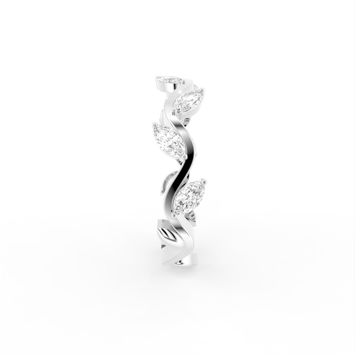 18K White Gold Marquise Diamond Band Ring — SIDE