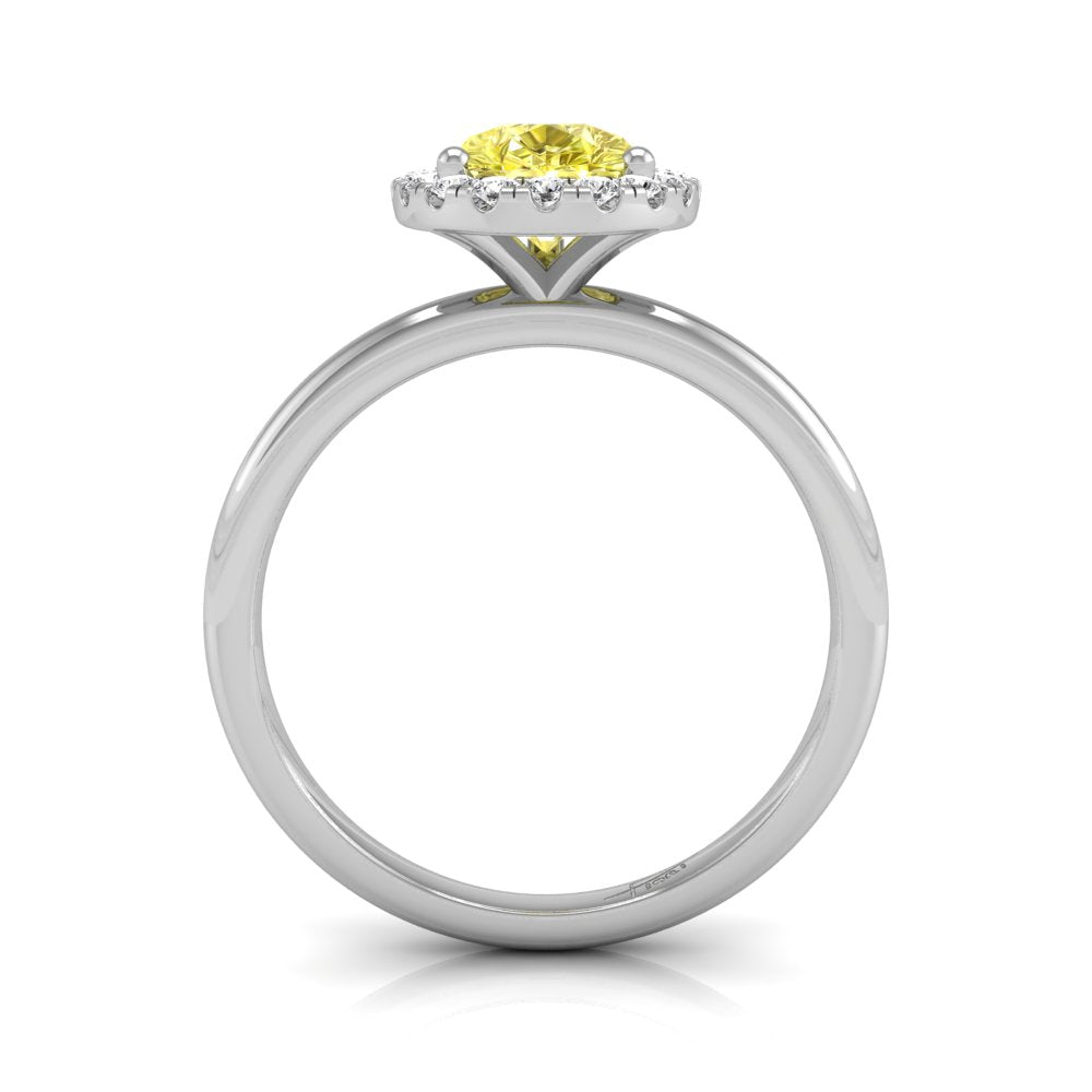 vimg:FJ1768|18K Halo Pear Diamond Engagement Ring — FRONT