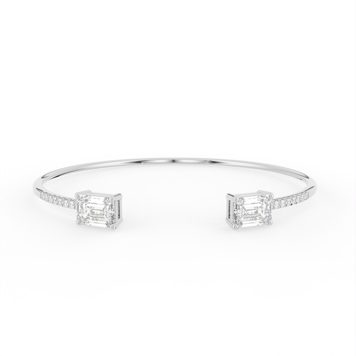 18K Emerald Cut Diamond Bangle — TOP