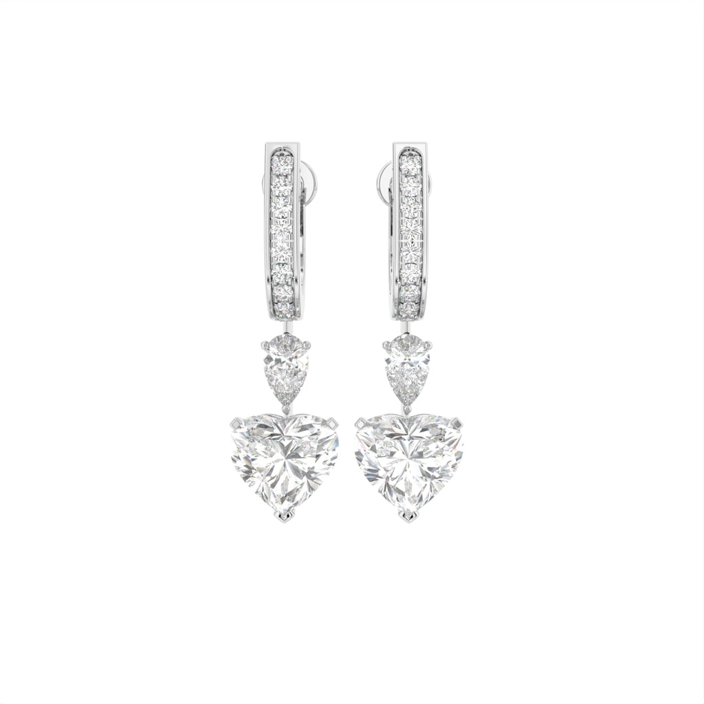 18K Heart Solitaire Diamond Drop Earrings — TOP