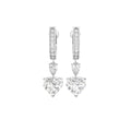 18K Heart Solitaire Diamond Drop Earrings — TOP