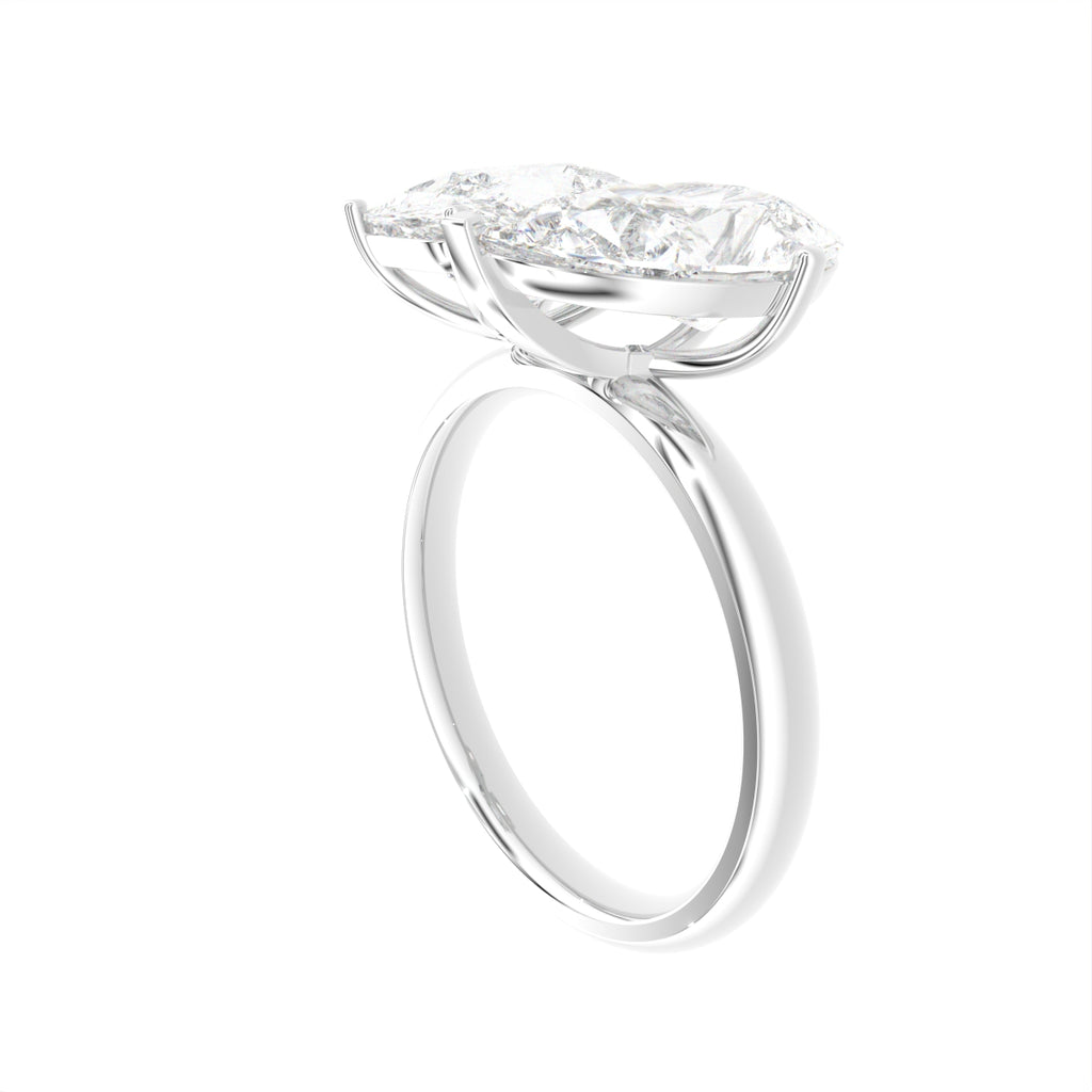 18K Pear Emerald Cut Diamond Ring — 3D VIEW