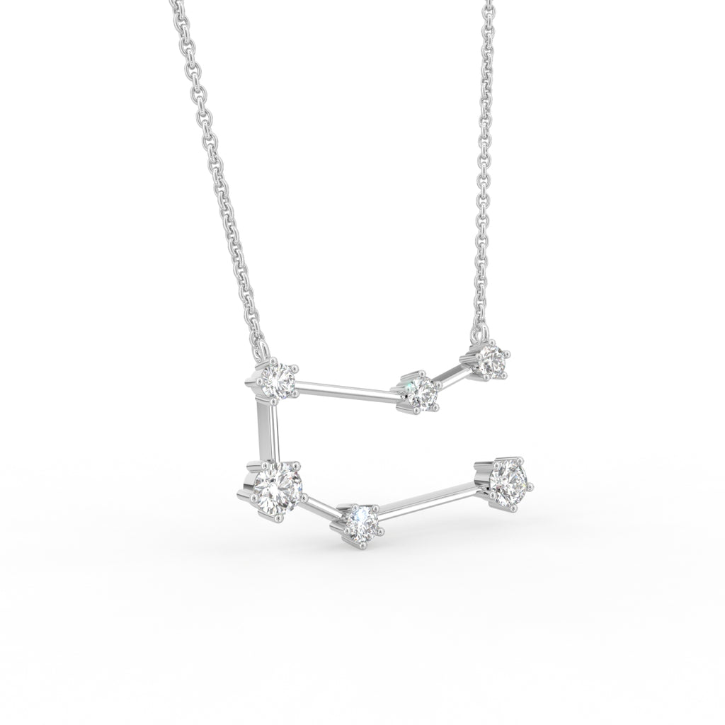 18K Rose Gold Constellation Round Diamond Pendant — 3D VIEW