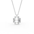 14K White Gold Baguette Diamond Pendant — FRONT